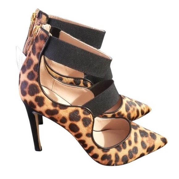 Rachel Zoe Leopard Calf Hair Fur Pointed Toe Pump - Picture 5 of 9
